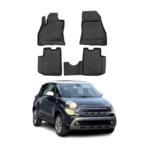 OMAC Auto-Fußmatten für Fiat 500L 2012-2024, Schwarz 4 tlg - Fahrzeugspezifische Allwetter-Fußmatten, wasserfest und rutschfest, bieten perfekten Schutz und einfache Reinigung für Ihr Fahrzeug.