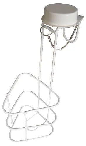 TIGA-MED Urinflaschenhalter mit Deckel, Betthalterung für eckige Männer-Urinflaschen, weiß, aus stabilem kunstoffbeschichtetem Draht