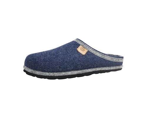 Rohde Herren Pantoffel H.Meran 6910 - Bequemer Filz Hausschuh mit Wechselfußbett, Größe 43, Blau - Hausschuhe mit ergonomischer Passform und rutschfester Sohle für optimalen Komfort. Ideal für kühle Abende zu Hause und geeignet für medizinische Einlagen.