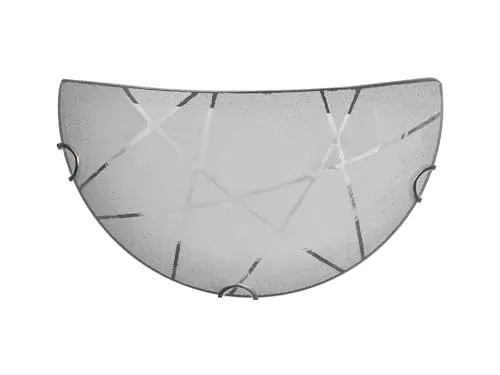 Flache halbrunde Wandleuchte mit Glasschirm Weiß satiniert, Breite 30cm