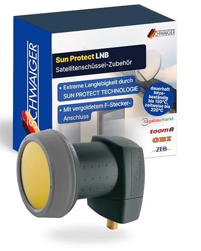 SCHWAIGER Single LNB digital Sun Protect I Low Noise Blockconverter für 1 Teilnehmer I extrem wetterfest & geeignet für Multifeedanlagen I SAT-Zubehör für störungsfreien Empfang I anthrazit