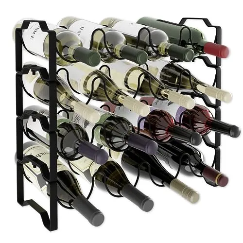 Lenmar - Metall Weinregal für 16 Flaschen | LOFT 1-16 | Kompakt Maximierte Kapazität | Modernes Design | Schnelle & Einfache Montage | Hochwertig | Stabile Metal Konstruktion (16,5 x 45 x 44 cm)