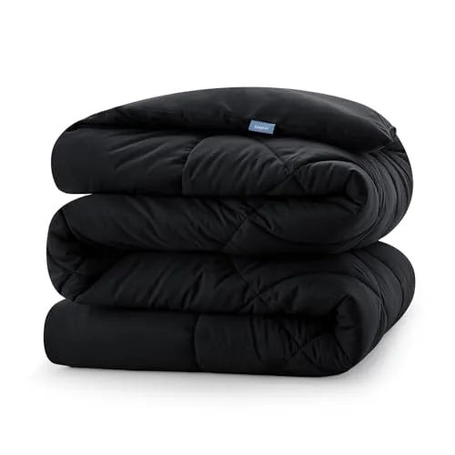 CozyLux Bettdecke 135x200 cm für 4 Jahreszeiten, Steppdecke Mikrofaser 300gsm, Ganzjahresdecke Decke 135x200cm, Super Weiche Zudecke Schlafdecke Atmungsaktive 135 x 200, Schwarz