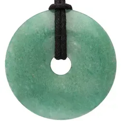 Aventurin, grün Donut | 40 mm Anhänger + Baumwollband in grün von Lebensquelle Plus