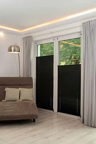 Khome Klemmfix-Plissee Schwarz B125 x H130 cm (B x L) Lichtschutz Moderne Crushed Optik
