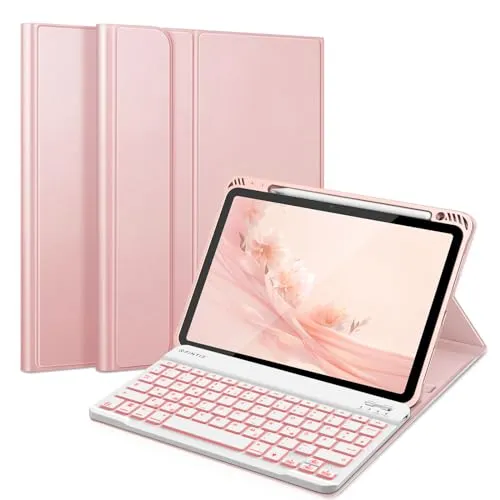 FINTIE Tastatur Hülle für iPad Air 11 Zoll 2024 in pink von Fintie