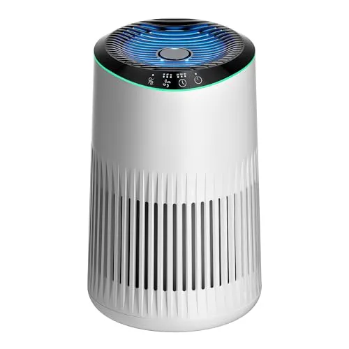 MERONTE Luftreiniger für Schlafzimmer Zuhause, Luftreiniger Allergiker für Schlafzimmer Büro Raucherzimmer, Hepa Filter, Air Purifier, 1 Pack+3 Modi
