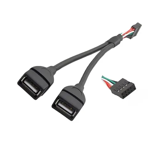 AURUM USB 9 Pin Header auf 2 USB 2.0 Typ-A Buchsen Adapter, USB c Kabel auf Dual-Port-Erweiterung, USB-Splitter für PC-Mainboard, 32 cm