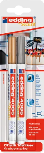 EDDING 4085/2S - Kreidemarker, 1 mm - 2 mm, gold/silber