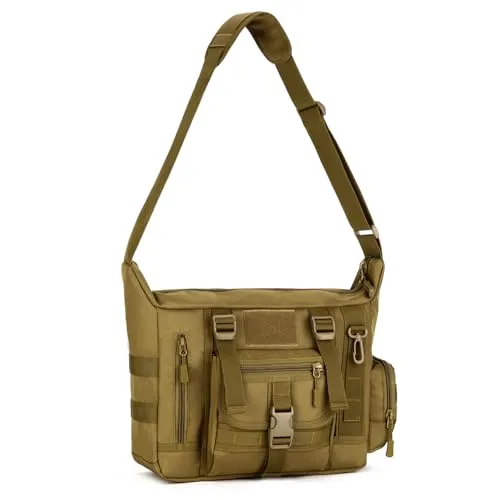 HUNTVP Taktische Schultertasche - Wasserabweisende Sling Bag für Outdoor - Sport-Schultertaschen mit MOLLE-System und robustem 900D Nylon, ideal für Jagd, Wandern und Reisen. Passt für 14 Zoll Laptop und bietet vielseitige Stauraummöglichkeiten.