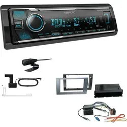 Kenwood KMM-BT508DAB 1-DIN Digital Autoradio DAB+ Bluetooth Amazon Alexa mit Einbauset für Seat Exeo anthrazit ohne Canbus