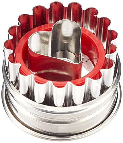 Städter 966018 Linzer- Ausstecher mit Auswerfer Herz, Edelstahl, Silber/rot, 4,8 x 4,8 x 4,8 cm