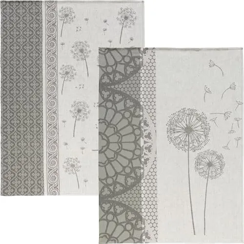 Erwin Müller Geschirrtuch 2er-Pack - Halbleinen mit Blumen - Geschirrtücher aus Halbleinen im 2er-Pack mit eleganten Pusteblumen-Motiven. Strapazierfähig, saugstark und fusselfrei – ideal für die Küche!