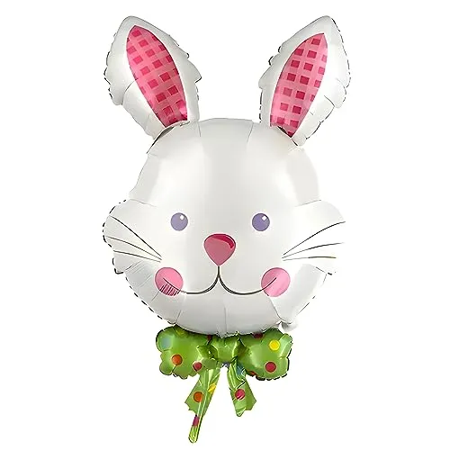 Folienballon Hase, Osterhase Kopf in Weiß, Maße ca 96*67 cm