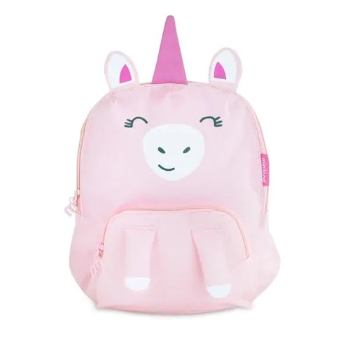Miniland Kinder-Rucksack Einhorn – Thermo-Rucksack für Kinder - Schulranzen mit isoliertem Fach für 2 Flaschen, hält Getränke kühl und verhindert Auslaufen. Bequem mit gepolsterten, verstellbaren Trägern und personalisierbar für Kindergarten und Schule.