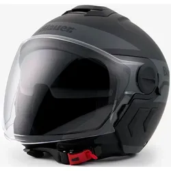 Blauer Demi Jet DJ-01 Graphic B Jethelm, schwarz, Größe M - Motorradhelm mit herausnehmbarem Innenfutter aus hochabsorbierendem Gewebe und kratzfestem Visier, ideal für hohen Tragekomfort und Sicherheit.