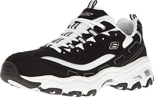 Skechers Herren D'Lites Sneaker, Black Trubuck/White Mesh/Silver Trim, 45.5 EU