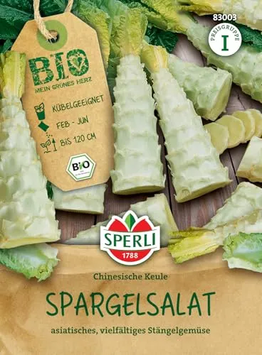 Sperli BIO Spargelsalatsamen 83003 - BIO - Kübelgeeignet - asiatisch - vielfältiges Stangengemüse - bis 120cm - Saatgut, Samen Gemüse, Gemüse Pflanzen