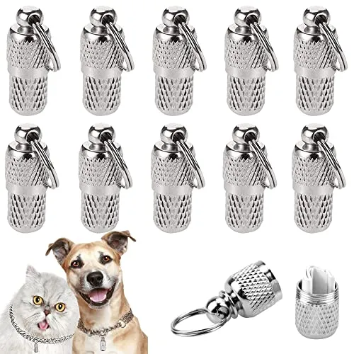 Halsband Klein Hundemarke, 10 Stück Haustier ID Tags, ID Tag Hundemarke, Haustier ID Adresse Tag, Haustier Pillendose, wasserdicht Messing, mit Adress-Namensschild, für Hunde, Katzen, Welpen (Silber)