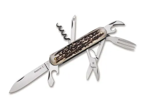 Mercury Unisex Taschenmesser 913-7DC, braun, One Size - Taschenmesser mit 7,5 cm Klinge aus 420er Stahl und elegantem Hirschhorngriff, ideal für Outdoor-Abenteuer und den täglichen Gebrauch.