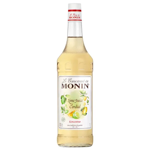 Monin Lime Juice Cordial - Limettensaft Sirup (1,0l) - Sirup für erfrischende Cocktails und Getränke mit 50% Fruchtanteil, perfekt für Margarita, Mai-Tai und Gin Tonic. Laktose- und glutenfrei, ideal für vegane Rezepte.