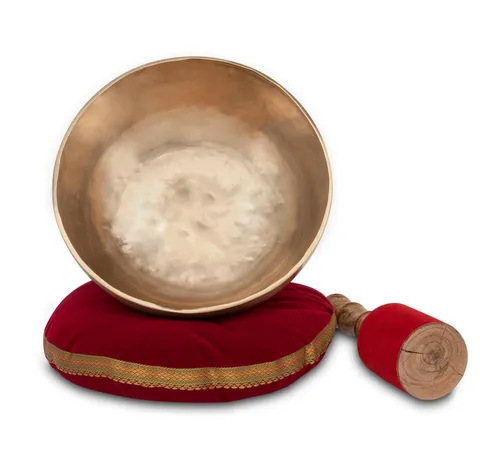 XDrum Klangschalen Therapeutic Klangschale Ton F / 1400g Komplett Set - Kissen & Schlägel, handgemachte Bronzelegierung für Herz-Chakra (Anahata)