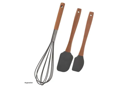 Neuetischkultur Kochbesteck-Set Kochbesteck-Set 3-teilig Holz/Silikon (Stück, 3-tlg., 1 Schneebesen, 2 Teigwender), Schneebesen Pfannenwender