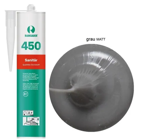Ramsauer Dichtstoff Ramsauer 450 Sanitär Silicon Fugen Dichtstoff 310ml Kartusche, gebrauchsfertig, chemisch widerstandsfähig, schnellhärtend, UV-beständig,pilzhemmend