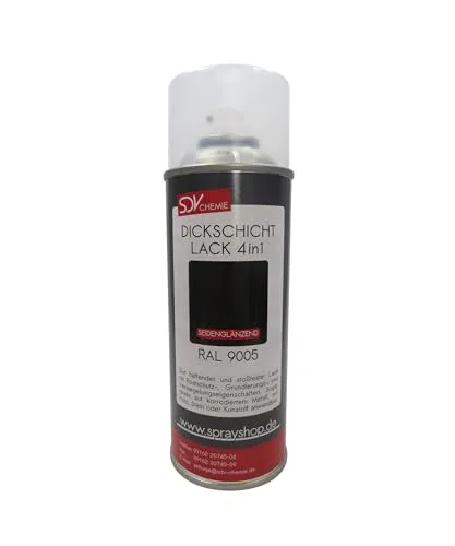 SDV Chemie Dickschicht Lackspray RAL 9005 schwarz seidenglänzend 1x 400ml TIEFSCHWARZ Kunstharzlack