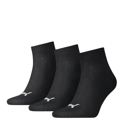 PUMA Unisex Plain Quarter Socken, Schwarz, 47-49 EU, 3er Pack