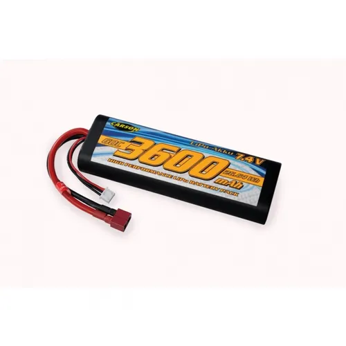 Carson 500608231 - 7,4V 3600mAh 60C LiPO Akku für RC Autos, wiederaufladbar mit T-Plug-Anschluss für maximale Leistung und Fahrspaß