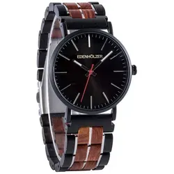 Edenhölzer Holzuhr Herren Armbanduhr Slimline Gozo ED099-001 - Armbanduhren aus Edelstahl und Holz, extra dünn und nachhaltig. Diese elegante Holzuhr bietet ein einzigartiges Design und ein angenehmes Tragegefühl, ideal für jeden Anlass.