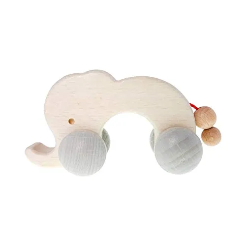 Hess Holzspielzeug 10867 - Schiebe-Figur aus Holz, Nature Serie Elefant, für Babys ab 3 Monaten, Greifling mit Rädern, als Geschenk zur Geburt oder Taufe