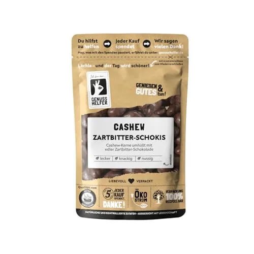 Bremer Gewürzhandel Cashew Zartbitter Schokis, Cashewnüsse umhüllt mit Zartbitter-Schokolade, 150g