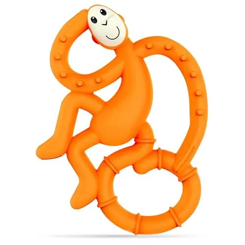 Matchstick Monkey Beißring Affe mini - Baby Zahnungshilfe - Beißspielzeug - Silikon - BPA-frei - ab 3 Monaten - massiert wundes Zahnfleisch - leicht zu greifen - orange