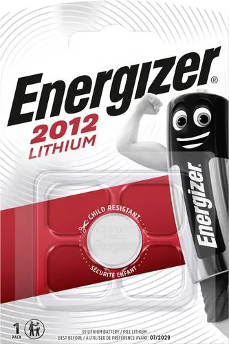 Energizer Knopfzelle CR 2012 3V - Zuverlässige Lithium-Knopfzelle mit 10 Jahren Lagerfähigkeit, ideal für Uhren, Fernbedienungen und mehr. Kompakt und leistungsstark, passend für viele Geräte.