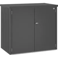 Biohort Mülltonnenbox Alex Duo - stilvolle Aufbewahrung für Ihren Vorgarten - Außenanbau: Elegante Mülltonnenbox aus feuerverzinktem Stahlblech mit Platz für zwei 240-Liter-Tonnen, 20 Jahre Garantie und integrierte Durchlüftung für geruchsfreies Design.