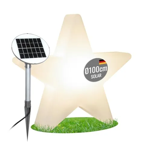 seasons design Shining Star XXL Solar LED Weihnachtsstern Ø 100 cm (Weiß), inkl. Solarmodul und LED-Leuchtmittel in warmweiß, Großer beleuchteter Stern, Weihnachtdeko, Winter-Deko, Solarleuchte 8