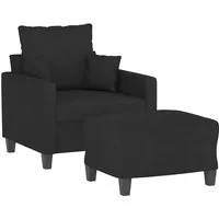 vidaXL Sessel mit Hocker Schwarz 60 cm - Moderner Sessel mit Fußhocker, ideal zum Entspannen und Relaxen. Strapazierfähiger Stoff und robustes Gestell bieten Komfort und Langlebigkeit in jedem Wohnraum.
