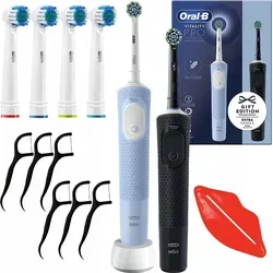 Oral-B Vitality PRO Duo Elektrische Zahnbürsten schwarz violett 4 Aufsätze - Schwarz