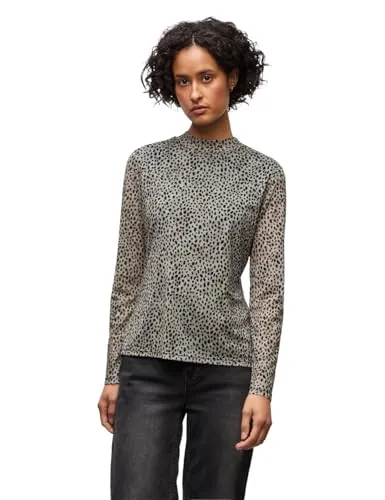 Street One Damen 3228162 Leo Mesh-Shirt, Sanded beige, 44 - Damenbluse im trendigen Leo-Muster, aus modischer Mesh-Qualität für einen lässigen Look und angenehmen Tragekomfort.