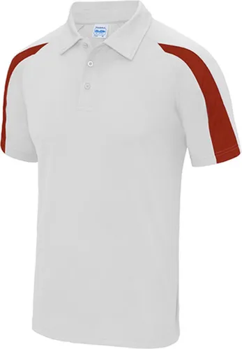 Just Cool JC043 | Contrast Cool Sport Poloshirt + WRAP - Farbe: Arctic White/Fire Red - Größe: XL