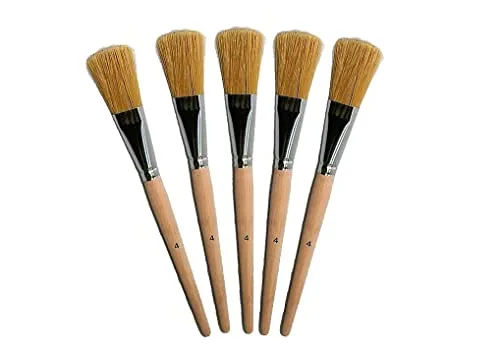 fishingglue.de 5er-Pack Universalpinsel Größe 4; für Haushalt, Kunst, Hobby, Schule und Handwerk mit Holzstiel und strapazierfähigen Naturborsten. Guter Lasur- und Lackpinsel in Profi-Qualität