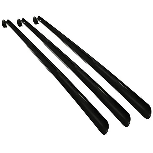 TelMo 3er Set Schuhanzieher, Schuhlöffel Kunststoff ca. 65cm Schwarz