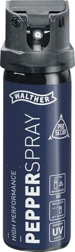 Walther Pfefferspray ProSecur 74 ml - Effektives Tierabwehrspray - Pfefferspray & KO-Spray - Ideal zur Selbstverteidigung mit 5 m Sprühweite und UV-Markierung für bessere Identifizierung des Angreifers. Kompakt und leicht zu handhaben.