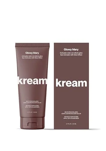 KREAM Glowy Mary Bräunungsbeschleunigungscreme mit Glow-Effekt, intensive Feuchtigkeit und Bräunungsverstärker, 200 ml