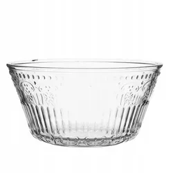 Salatschüssel, Glasschüssel, Gerillt, Verziert, Transparent, 13 Cm, 400 Ml, 1 Stück, Karen