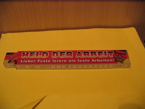 Meter Zollstock mit Spruch - Held der Arbeit - als Geschenk für Handwerker | DDR Geschenk - Metermaß Gliedermaßstab 2m Holz Werkzeug DDR Geschenke | Ost Nostalgiker 2