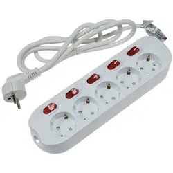 ChiliTec Steckdosenleiste 5-Fach Tischsteckdose mit Einzelschaltung mit 1,5m Kabel Schalter für Jede Steckdose mit erhöhtem Berührungsschutz Weiß
