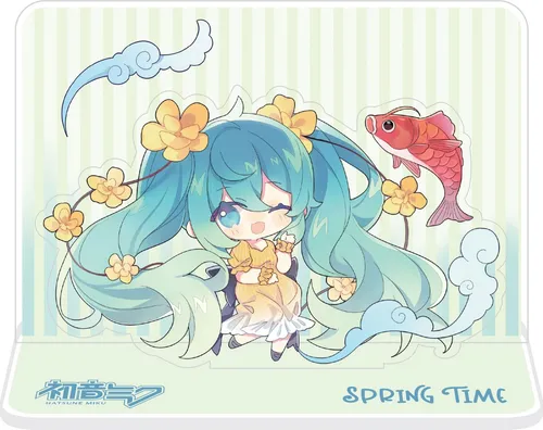 Hatsune Miku Acryl Figurenaufsteller aus Acryl Hatsune Miku Spring Time Chibi Miku with Koi 11 cm